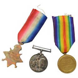 WWI trio of medals, comprising Victory Medal 1914-15 Star and British War medal, awarded to 66 BMBR /GNR F. Needham, together with an Air Training Corps badge