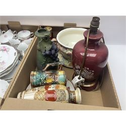 Tea service decorated with roses, together with Victorian and later ceramics etc, in four boxes