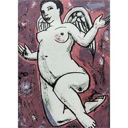 Anita Klein (Australian 1960-): Winged Female Nude, trial proof screenprint signed and dated '06, 32cm x 21cm 