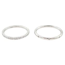 18ct white gold rubover set, seven stone round brilliant cut diamond full eternity ring, h...