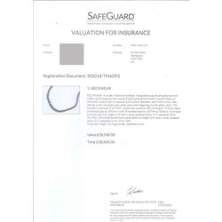 18ct white gold diamond riviere necklace, one hundred and twenty brilliant cut diamonds of 5.01 carat, stamped K18, with insurance document dated 2023