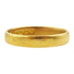 Early 20th century 22ct gold wedding band, Birmingham 1932