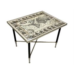 Coffee table with map print top