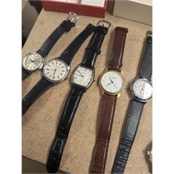 Collection of manual wristwatches including Tissot Seastar, Mappin automatic, HY. Moser braille Waterford silver quartz, Bulova, Tissot quartz, Technos, Sekonda, Avia etc, silver Victorian coin, watch straps etc 