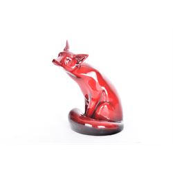 Large Royal Doulton Flambe figure of a seated Fox,  H23cm