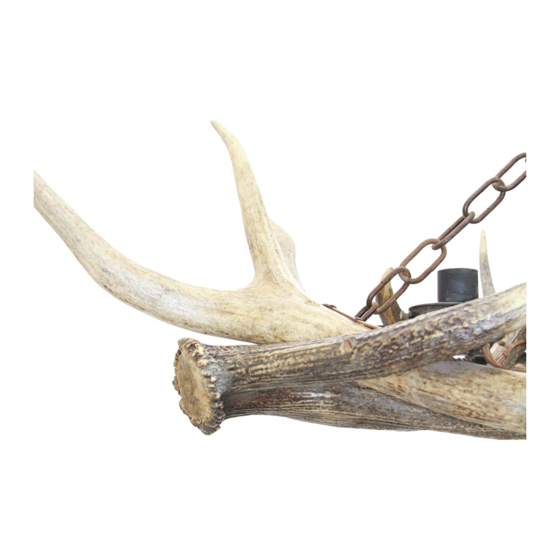 Deer antler chandelier, of square shaped form, with eight fitted lights, W70cm, H61cm