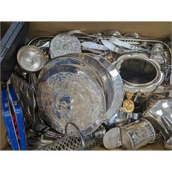 Collection of silver plate, including trays, cutlery, jugs, etc