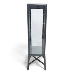 Contemporary grey finish metal display cabinet 