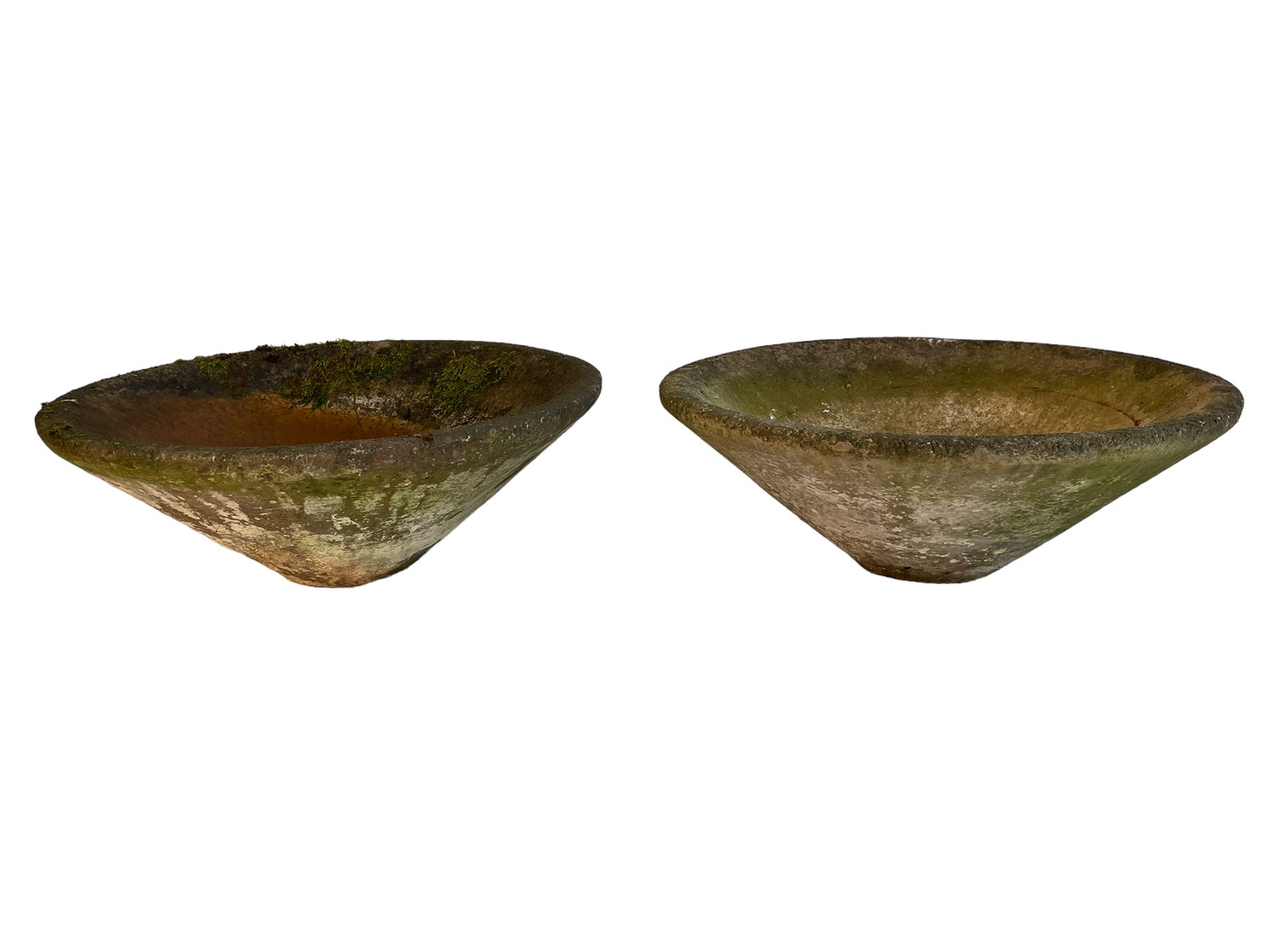 Pair of mid-20th century cast stone conical garden planters 