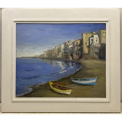 Neil Tyler (British 1945-): 'Cefalu - Sicily', oil on board signed and titled 48cm x 58cm