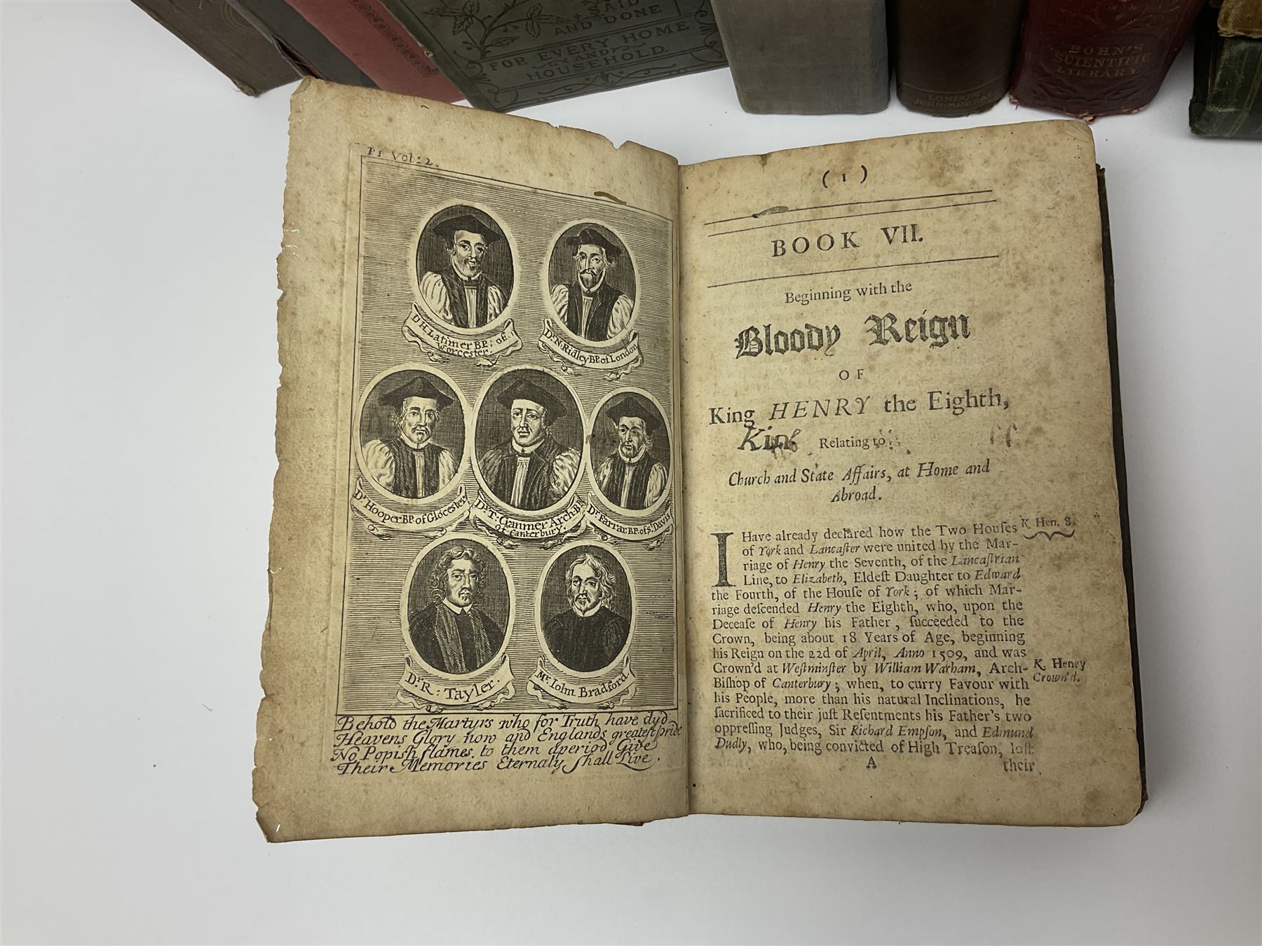 Book of Martyrs with an Account of the Acts and Movements of Church and State, Vol II pub D Brown, london, together with Consult me, to know how to cooks, pub; William Nicholson and sons and other books 