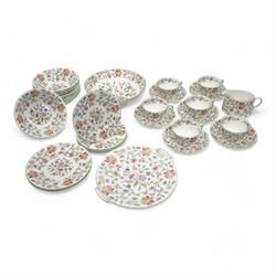 Minton Haddon Hall tea and dinner wares, including six cups and saucers, milk jug, six sid...