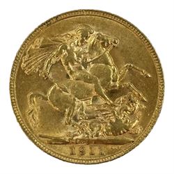 King George V 1911 gold full sovereign coin