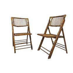 Mid-20th century bamboo framed folding chairs