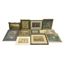 Collection of paintings, by artist including Albert Thomas Pile, Janet Rawlins, H Taylor Green, George ‘Griff’ Griffiths, Mughal School miniature, etc (qty)