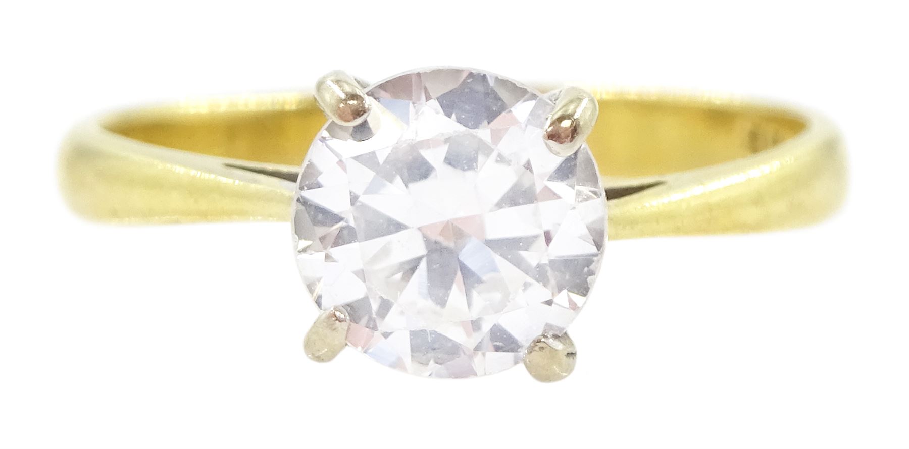 18ct gold single stone white spinel ring, Birmingham 1964