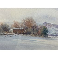 Linda Lupton (Northern British Contemporary): Snowy Barn, watercolour signed 19cm x 25cm
Notes: Linda was elected to Full Membership of The Fylingdales Group of Artists 2013