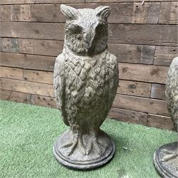 Pair of cast stone garden owls - THIS LOT IS TO BE COLLECTED BY APPOINTMENT FROM DUGGLEBY STORAGE, GREAT HILL, EASTFIELD, SCARBOROUGH, YO11 3TX