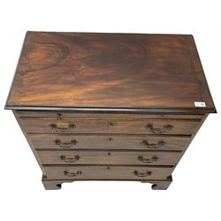 George III mahogany bachelor's chest, moulded rectangular top over slide and four graduating drawers, on bracket feet