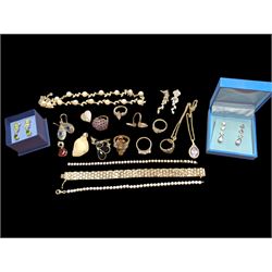 Collection of silver and silver stone-set jewellery, including necklace, earrings, rings, ...