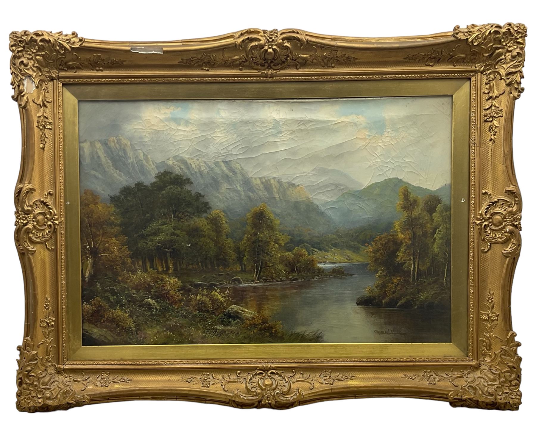 Charles Leader (British 1868-1940): Highland River Landscape, oil on canvas signed 49cm x 79cm 