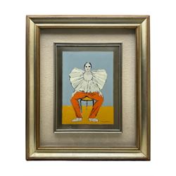 Francesco Messina (Italian 1900-1995): 'Pierrot', limited edition screenprint on silver no. 70/150, 39cm x 29cm, framed and glazed, with certificate of authenticity, original invoice, and various further paperwork