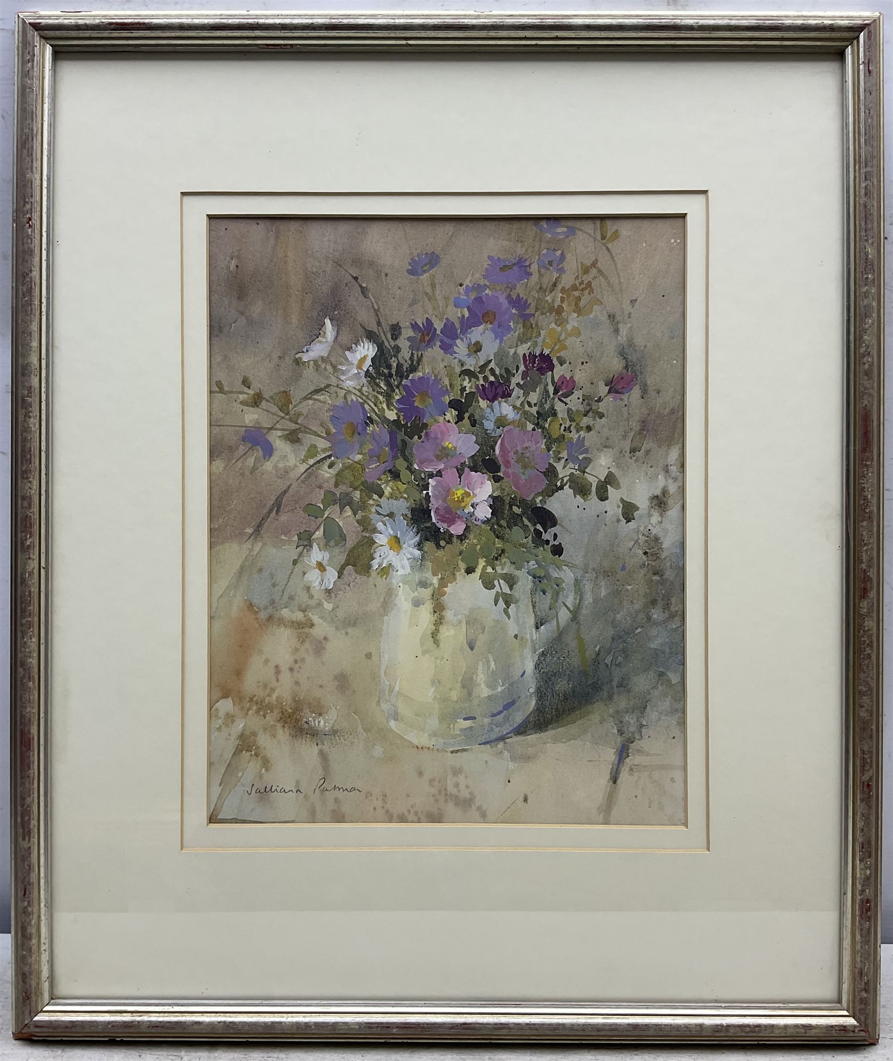 Salliann Putman RWS NEAC (British 1937-): Still Life of Summer Flowers, watercolour and gouache signed 34cm x 26cm