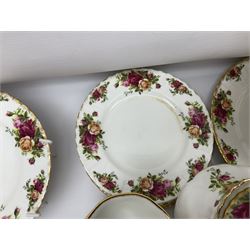 Royal Albert Old Country Roses pattern part tea service, to include teapot, water jug, six cups and saucers, covered sucrier, cake stand etc (39)