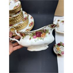 Royal Albert Old Country Roses pattern  coffee set and dinner service, including teapot, coffee pot, milk jug, ten dinner plates etc  