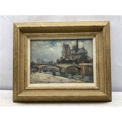 Margaret Thomson Wilson (Scottish 1864-1912): 'Notre Dame', oil on panel signed, titled on label verso 17cm x 24cm 