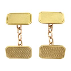 Pair of 9ct gold engine turned cufflinks, Birmingham 1987 