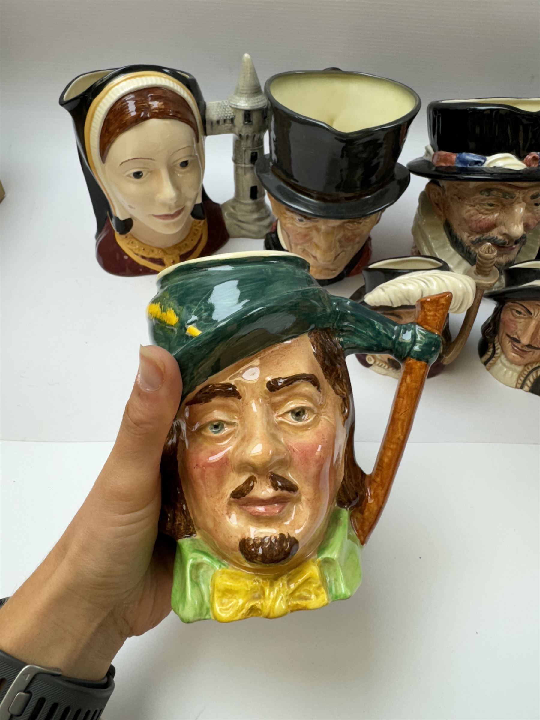 Royal Doulton figure Shore Leave HN2254, together with character jugs including Henry VIII, Aramis, Athos etc  