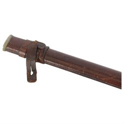 British Officer's Infantry sword, by Fenton Brothers Ltd of Sheffield, sword cutler to the War Office, the blade engraved with coats of arms, cipher, and foliate scrolls, wire bound leather grip, in a leather scabbard, blade length L82cm