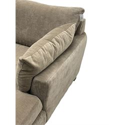 Next Home - corner sofa upholstered in grey fabric, on block feet 