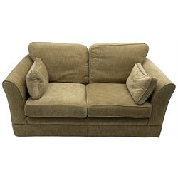 Three seat sofa (W200cm, H96cm, D100cm); and matching two-seat sofa (W180cm); upholstered in natural fabric