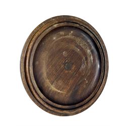 Late 19th century mahogany plant stand or torchère, circular top over barley twist column and carved acanthus base, on square plinth with bracket supports