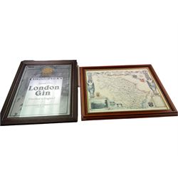 Christopher's Special Dry Gin advertising mirror, together with Yorkshire map 