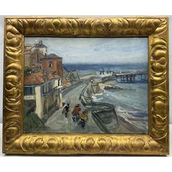 Florence Adelina Hess (Staithes Group 1891-1974): Cromer Promenade and Pier, oil on canvas signed 31cm x 41cm