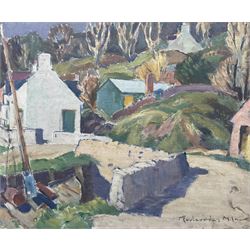 John Maclauchlan Milne RSA (Scottish 1885-1957): 'Cowan's Corner - Corrie' Isle of Arran, oil on canvas signed, titled on the stretcher verso 50cm x 60cm