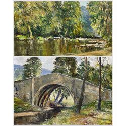 Ken Johnson (British 20th Century): Hunter's Sty Bridge - Westerdale and 'The Esk Near Whitby', two oils on board signed max 37cm x 63cm (2)