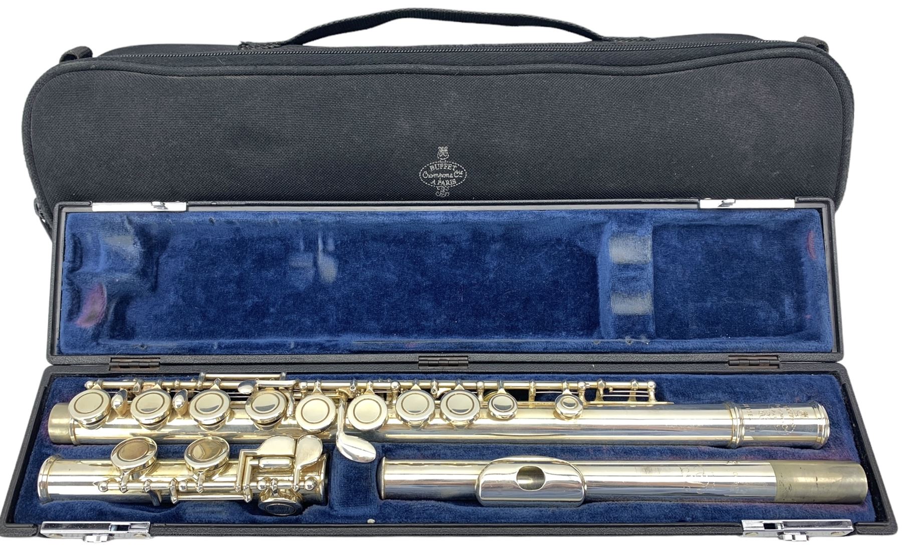 Buffet Crampton & Co Cooper Series II silver plated flute, Serial No.020804739 in hard case and outer carrying case