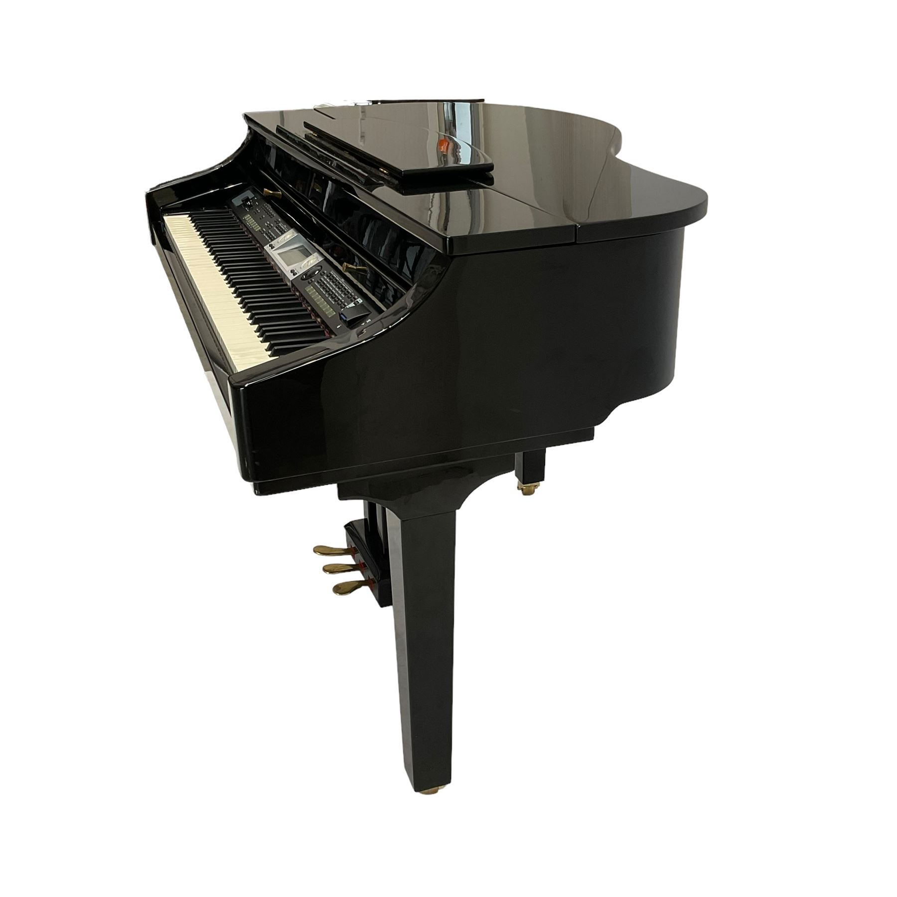 Suzuki HG-510e mini electric grand piano, in black lacquered case