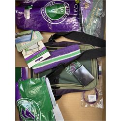 Collection of Wimbledon tennis memorabilia, including towels, programs, mugs, t-shirt, keyrings, ephemera etc