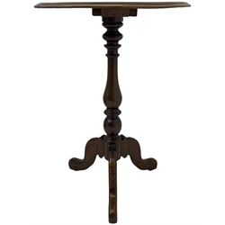 Mid-19th century mahogany tripod table, moulded circular top on vasiform pedestal with three carved out-splayed supports 