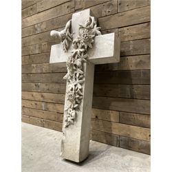 20th century marble crucifix, set with peace dove and wreath