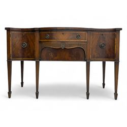 Early 19th century serpentine sideboard, fitted with two cupboards and two drawers, on squ...