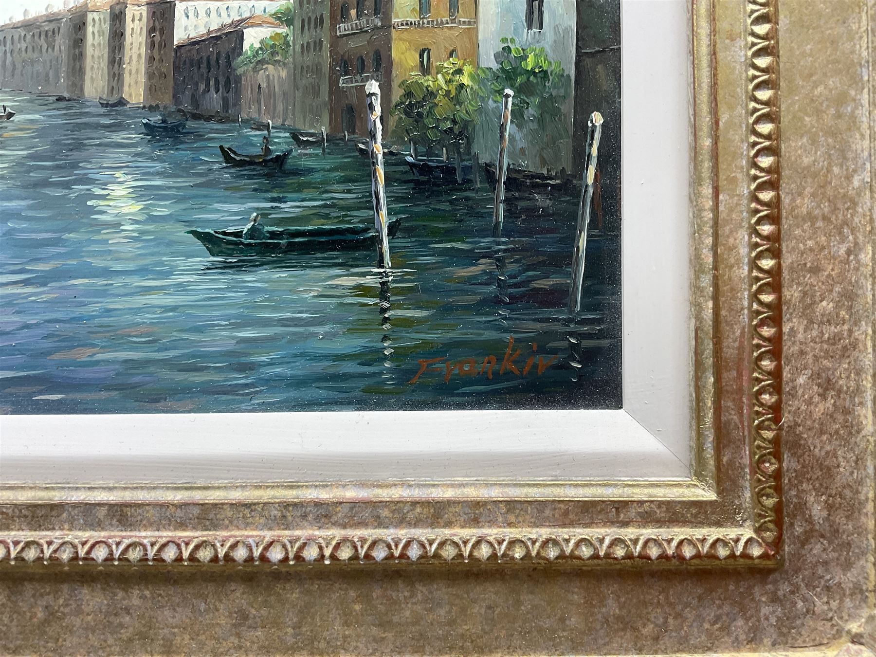 Italian School (20th Century): Venetian Canal, oil on panel indistinctly signed 19cm x 39cm 