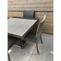  1 x Skyline Design square rattan garden table and four chairs