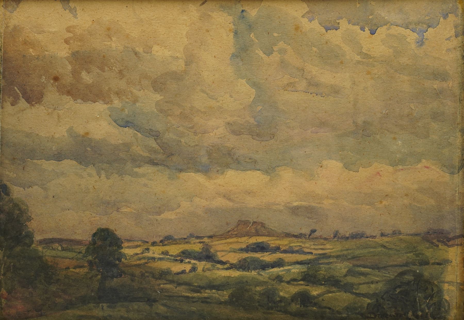 English Impressionist School (Early 20th Century): Hilly Landscape, watercolour indistinctly signed 24cm x 34cm 