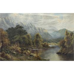 Charles Leader (British 1868-1940): Highland River Landscape, oil on canvas signed 49cm x 79cm 